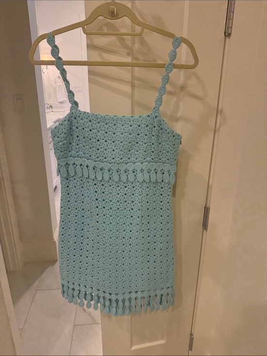 SAYLOR Dresses & Skirts - Saylor Crochet Mini Dress- Aqua